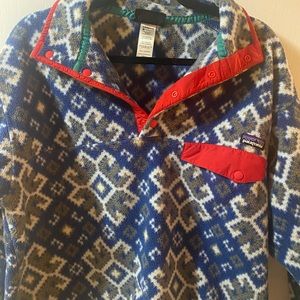Mens fleece patterned Patagonia jacket.